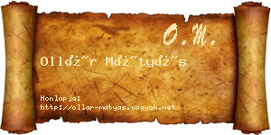 Ollár Mátyás névjegykártya